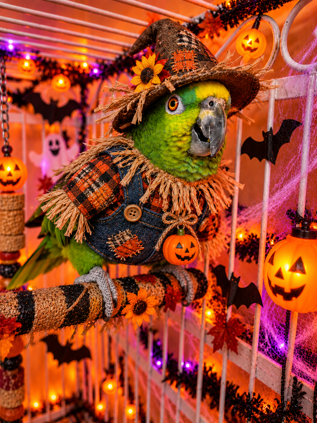 Pets in Halloween costumes celebrating at Preppy Pet